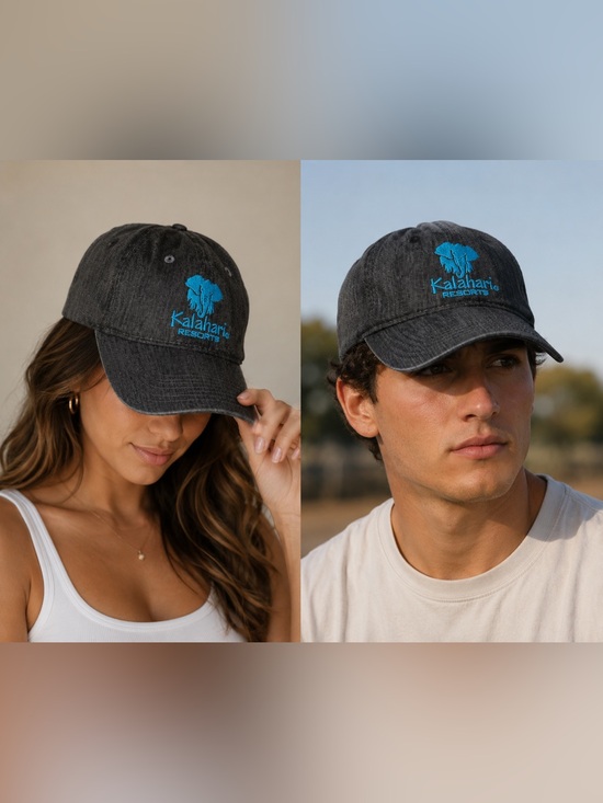Kalahari Other - Kalahari- NWOT Charcoal Baseball Cap with Teal Elephant Embroidery
